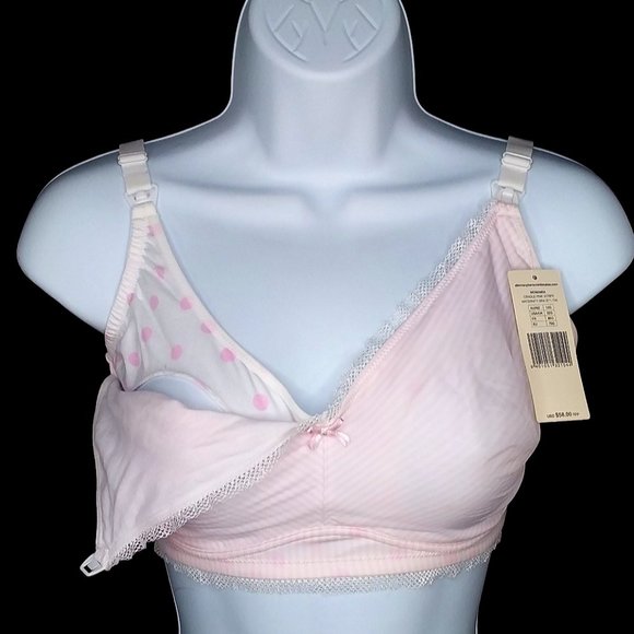 NWT Elle Macpherson Momamia Maternity Nursing Bra Size 32G Pink Stripe - Picture 1 of 7